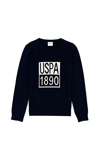 U.S. Polo Assn. Pulover pentru băieți, albastru bleumarin, cu gât rotund, 502...
