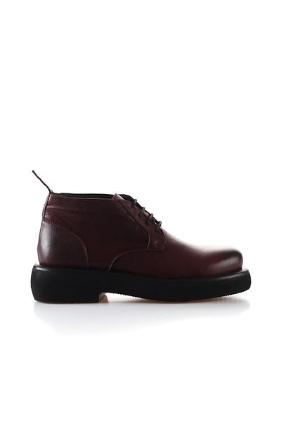 Bueno Shoes Claret Red Leather Γυναικείες Μπότες 01wt0503 - Flat Cut