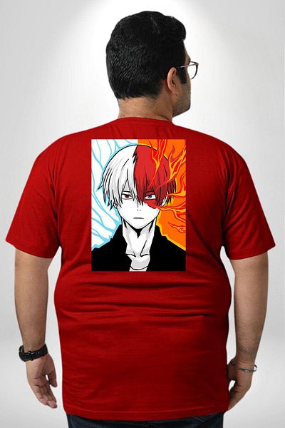 Angemiel تي شيرت My Hero Academia Boku Anime - أحمر للجنسين، مقاس كبير، مطبوع على الظهر