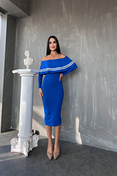 Genel Markalar Madonna Yaka Özel Tasarım Triko Elbise