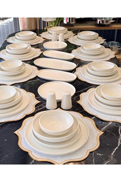 Onedekor 55 Parça Porselen 12 Kişilik Bernard Pure Yemek Takımı