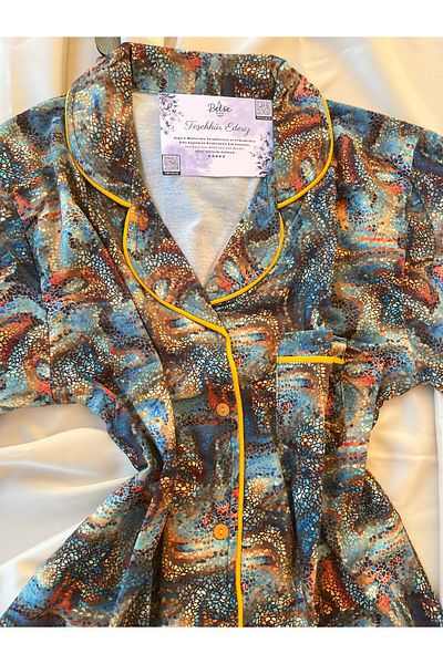 belse butik Set pijama cu mânecă scurtă din satin de bumbac - Boyraz