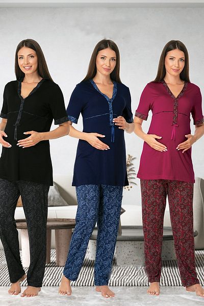 by İGP Cotton Maternity Maternity Patterned Pajamas Set