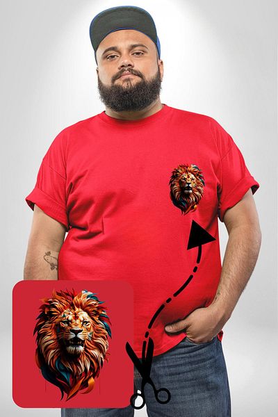 Angemiel تي شيرت أحمر كبير الحجم Tiger Roars Basic