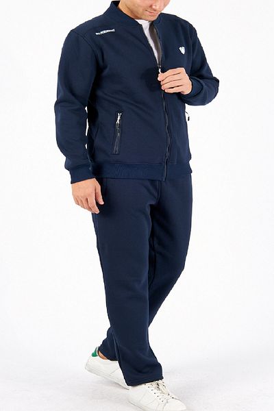 Marco Ferry Men's Indigo Crew Neck Straight Leg 3 Thread Raised Winter Plus Size Tracksuit Set Edy5721B-İ