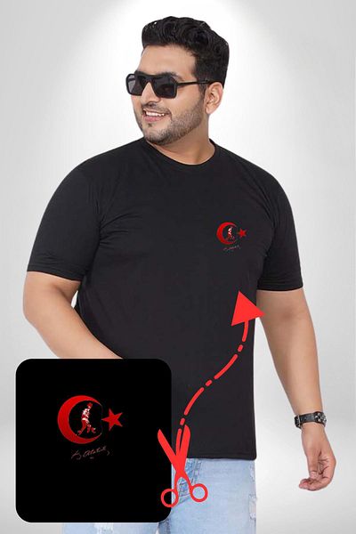 Angemiel تي شيرت Red Kemal Atatürk Signature - أسود مقاس كبير أساسي الحد الأدنى