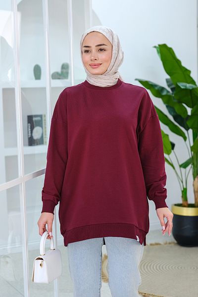 LOCCO Claret Red Oversize Tunic - Γυναικείο Κεντημένο