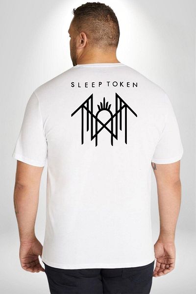 Angemiel تي شيرت أبيض كبير الحجم للجنسين من Sleep Token - مطبوع على الظهر