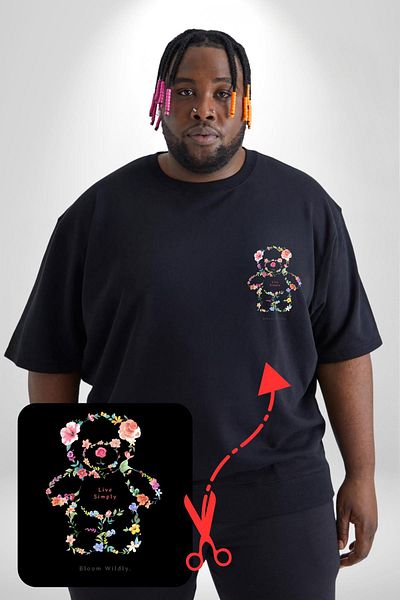 Angemiel Plus Size Black Basic T-Shirt - Living Minimal Pattern