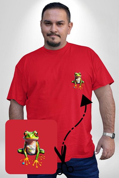 Angemiel تي شيرت أحمر كبير الحجم من Frog Frog Prince Basic Minimal