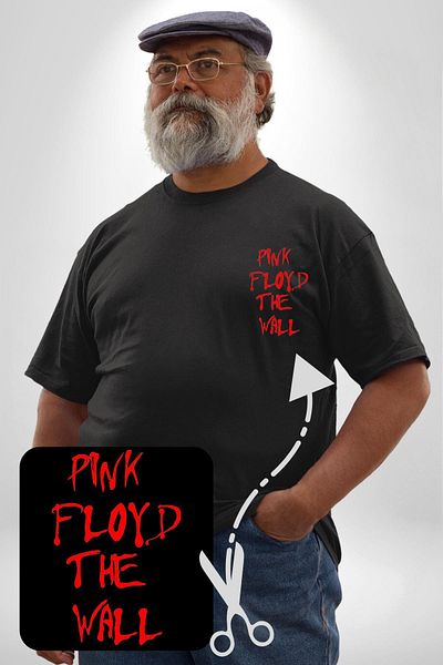 Angemiel تي شيرت Pink Floyd The Wall - مقاس كبير أسود مطبوع للنساء