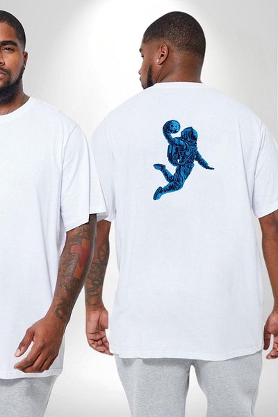 Angemiel Basketball Mars Space Dunk - Plus Size White Unisex T-Shirt, Back Printed