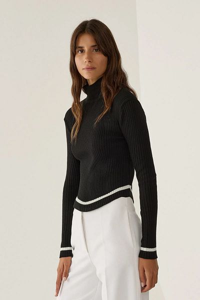 Hiccup Slim Fit Κοντό Πλεκτό Πουλόβερ με μισό λαιμό