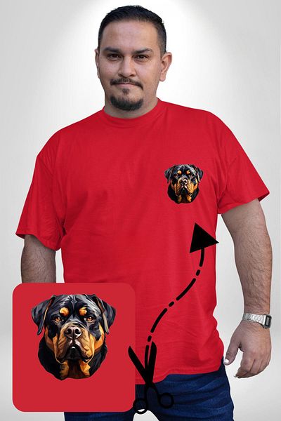 Angemiel تي شيرت نسائي مقاس كبير مطبوع عليه Rottweiler باللون الأحمر