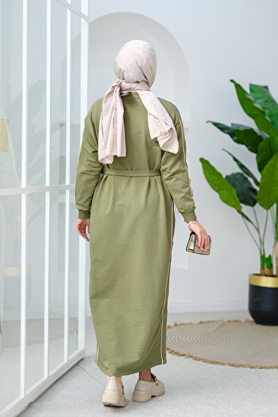 LOCCO Pistachio Green Women's Dress - with Tie Detail and Piping