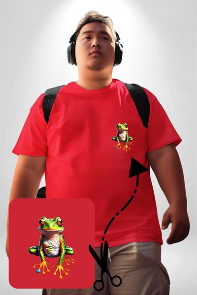 Angemiel تي شيرت أحمر كبير الحجم من Frog Frog Prince Basic Minimal