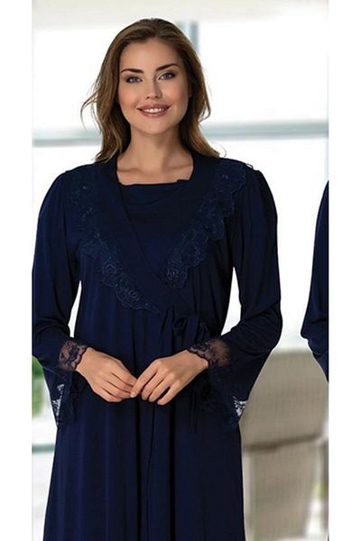 by İGP Cotton Maternity Long Sleeve Dressing Gown Nightgown and Pajama Set Set of 4