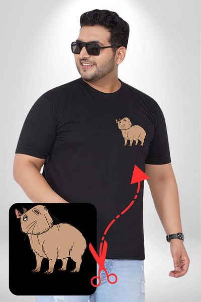 Angemiel تي شيرت نسائي أسود مطبوع مقاس كبير من Chispi