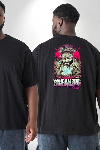 Angemiel تي شيرت أسود كبير الحجم من Breaking Bad - للنساء/الرجال للجنسين، مطبوع على الظهر