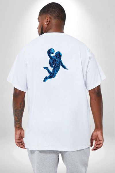 Angemiel Basketball Mars Space Dunk - Plus Size White Unisex T-Shirt, Back Printed
