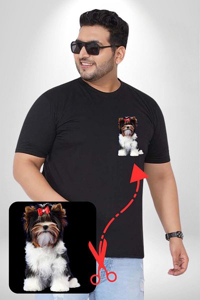 Angemiel تي شيرت نسائي من Biewer Yorshire Terrier - أسود مقاس كبير