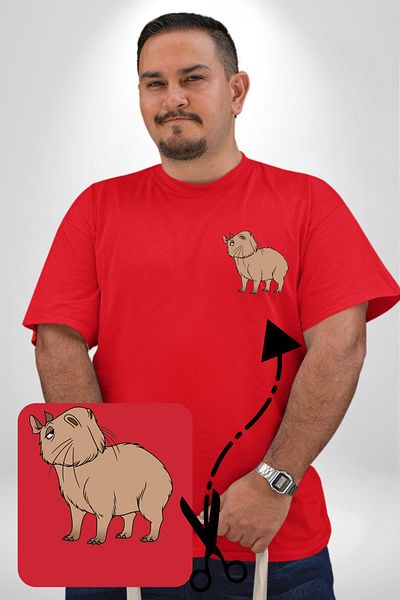 Angemiel تي شيرت أحمر كبير الحجم Chispi Basic - طباعة بسيطة