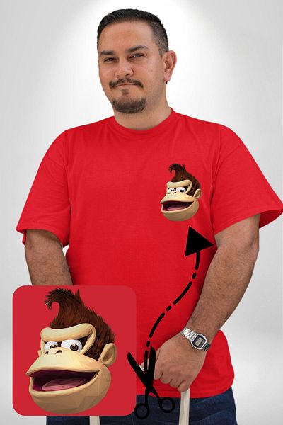 Angemiel تي شيرت Red Monkey Kingdom - تي شيرت أساسي مقاس كبير