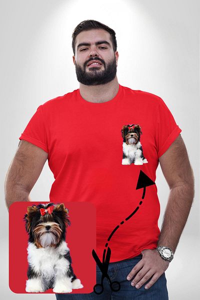 Angemiel نمط Biewer Yorshire Terrier - تي شيرت أحمر، مقاس كبير، بسيط وبسيط