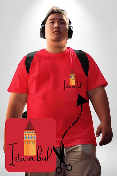 Angemiel Galata Tower Patterned Red Plus Size Women's T-Shirt - Minimal Printed