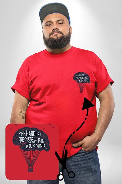 Angemiel Red Large Size Minimal Patterned T-Shirt - The Most Difficult Prison Escape in Your Mind