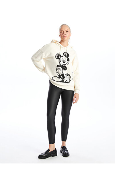 LC Waikiki Black Elastic Waist Leather Look Women's Leggings