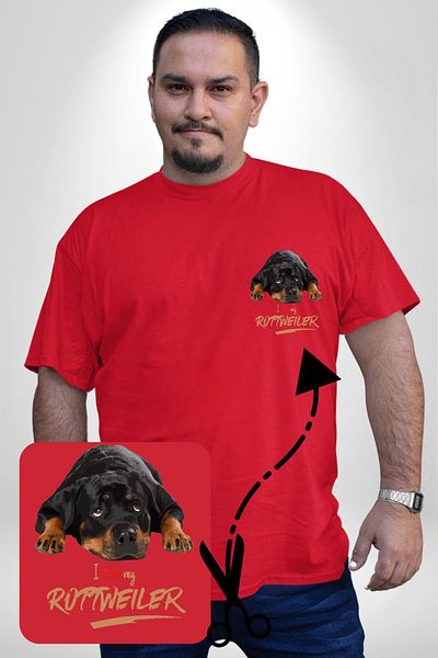 Angemiel تي شيرت مقاس كبير مطبوع عليه Love Red Rottweiler - تصميم بسيط