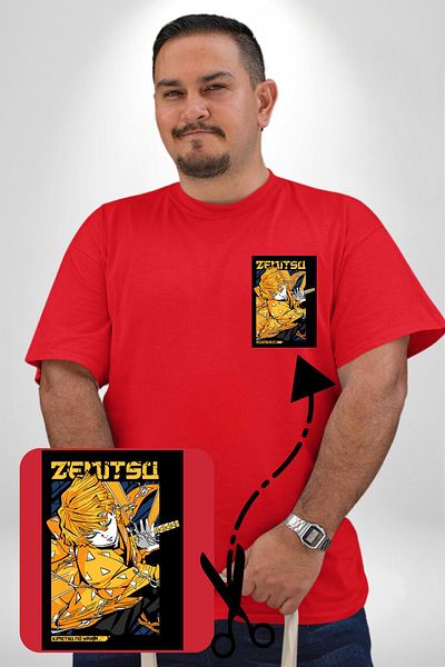Angemiel تي شيرت Zenitsu Agatsuma بنمط الرسوم المتحركة - تي شيرت نسائي أحمر كبير الحجم