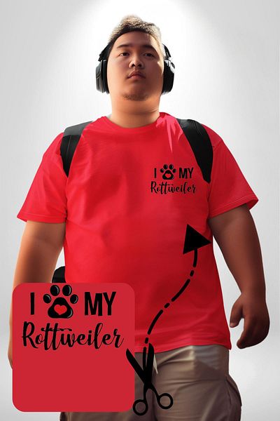 Angemiel تي شيرت نسائي أساسي مطبوع عليه Dog Love Rottweiler باللون الأحمر مقاس كبير