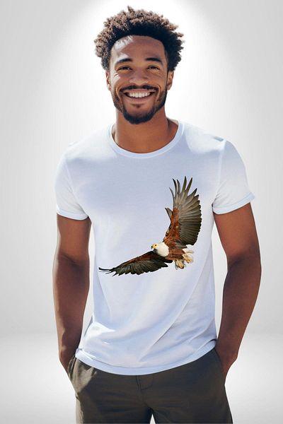 Angemiel Eagle Freedom Women Men Unisex White Organic Printed T-Shirt Combed Cotton High Quality