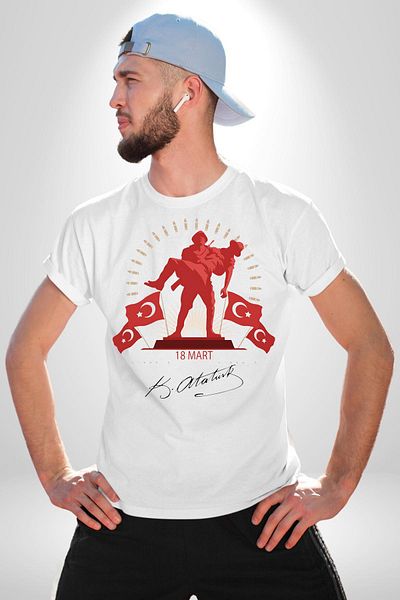 Angemiel 18 March Çanakkale Ataturk Signature Women Men Unisex White Organic Printed T-Shirt Combed Cotton High Quality