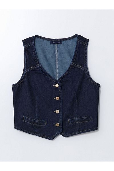 LC Waikiki Vestă de jeans pentru femei cu decolteu în V