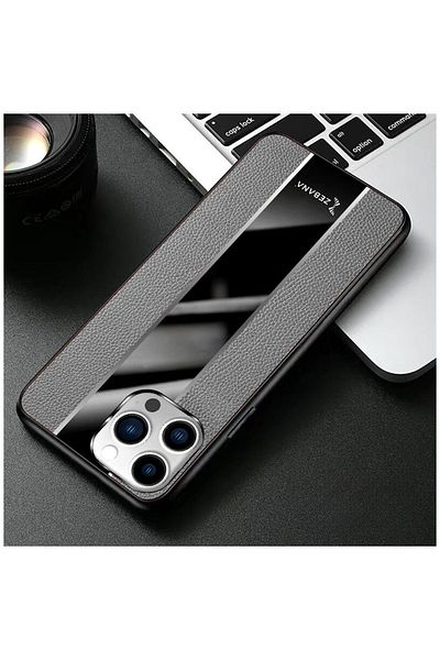 Zebana Apple iPhone 16 Pro Max Compatible Case Zebana Premium Leather Case Gray