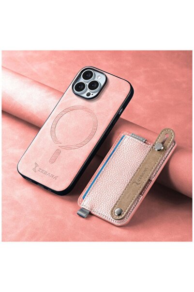 Zebana Apple iPhone 16 Pro Max Uyumlu Kılıf M-safe 2in1 Kartlıklı Best Deri K...