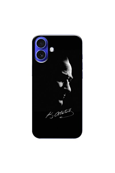 Zebana Apple iPhone 16 Plus Uyumlu Kılıf Mustafa Kemal Atatürk Black Silikon ...