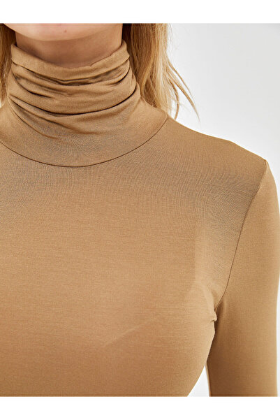 LC Waikiki Brown Turtleneck Women's Bodysuit