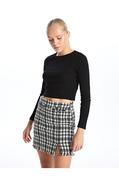 LC Waikiki Black Crew Neck Plain Long Sleeve Women's Bodysuit