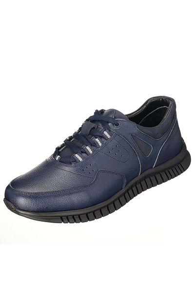 İriadam Ag1976 Navy Blue Calf Leather Comfortable Wide Mold Rubber Sole Special Series Large Size Men's Shoes