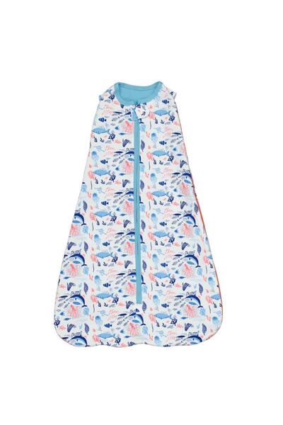 Woolnat Organic Merino Wool Double Layer Sleeveless Dolphin Themed Baby Sleeping Bag