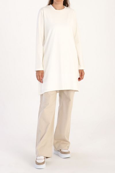 ALLDAY Ecru-große Single-Jersey-Basic-Sweat-Tunika