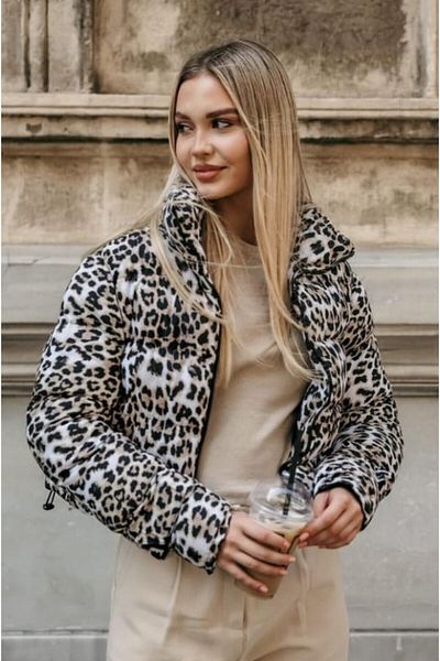 Butik Merrline Women's Leopard Leopard Coat