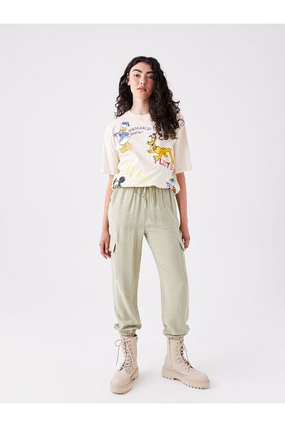 LC Waikiki Women's Cargo Pants - Standard Fit, Elastic Waist