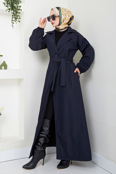 ModaMerve Laci EMO125-M - Tench Coat με ελαστική μανσέτα και επένδυση