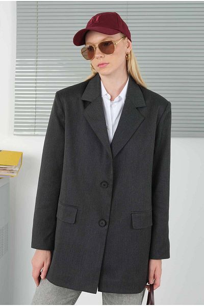 HEQA Anthracite Classic Blazer Jacket
