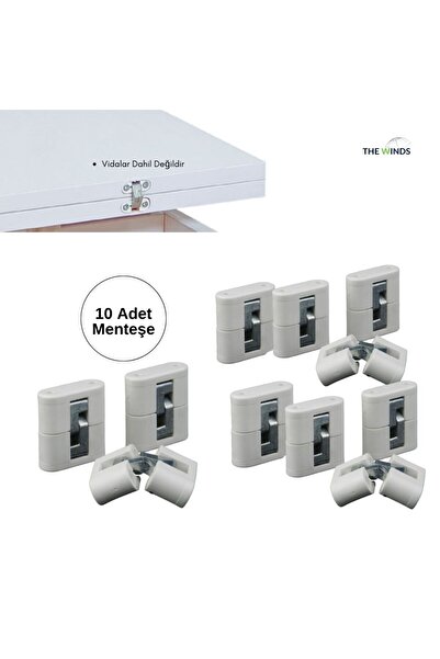 THE WINDS Akıllı Masa Menteşesi Beyaz 10'lu Plastik, Oval Kırma Katlanır Masa...